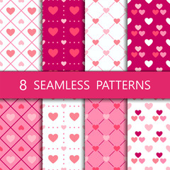 Set Pink Heart Seamless Pattern