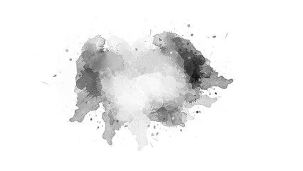 Watercolor paint brush stroke. ink splash transition. Abstract inkblot, splat, fluid art, overlay, alpha matte composition, spread on a transparent background. color full ink splatter blot spreading.