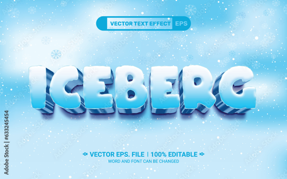 Aufkleber iceberg 3d editable glossy style vector text effect