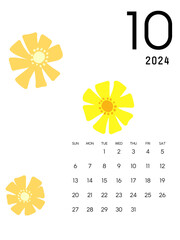 2024年間カレンダー10月　花柄