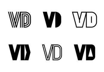 Set of letter VD logos. Abstract logos collection with letters. Geometrical abstract logos