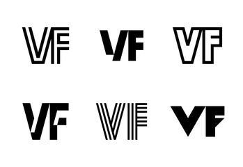 Set of letter VF logos. Abstract logos collection with letters. Geometrical abstract logos