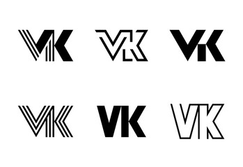 Set of letter VK logos. Abstract logos collection with letters. Geometrical abstract logos