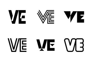 Set of letter VE logos. Abstract logos collection with letters. Geometrical abstract logos