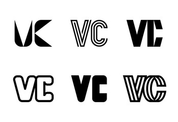 Set of letter VC logos. Abstract logos collection with letters. Geometrical abstract logos