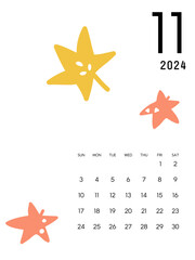 2024年間カレンダー11月　花柄