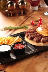 hamburger plate with a pennant