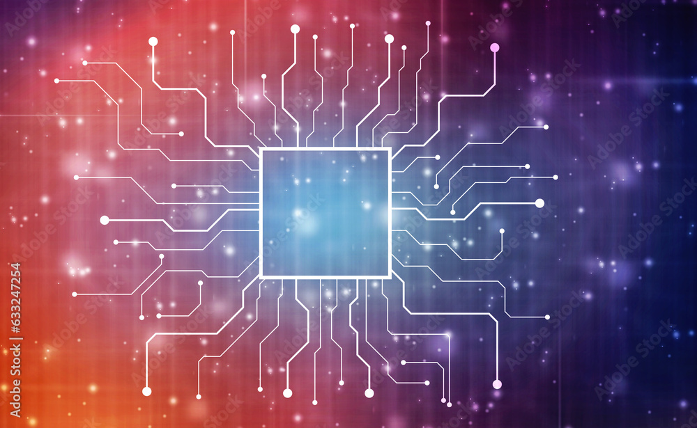 Poster abstract futuristic circuit board illustration, circuit board with various technology elements. circ