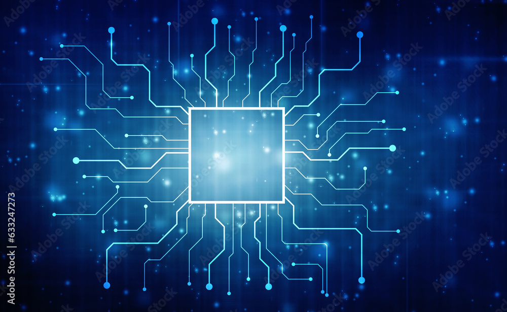 Poster abstract futuristic circuit board illustration, circuit board with various technology elements. circ