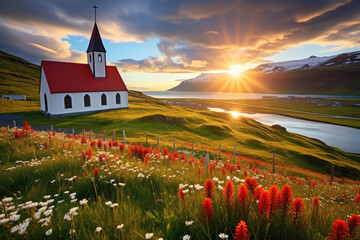 Vikurkirkja christian church in Vik i Myrdal village, Iceland