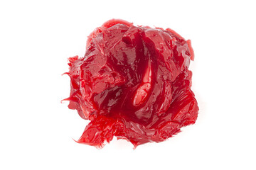Close-Up of Red Lithium Grease (Machinery Lubrication). Isolated on a white background. Top view.