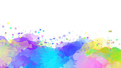 Watercolor paint brush stroke. ink splash transition. Abstract inkblot, splat, fluid art, overlay, alpha matte composition, spread on a transparent background. color full ink splatter blot spreading.