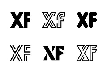 Set of letter XF logos. Abstract logos collection with letters. Geometrical abstract logos