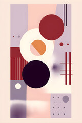 Mid Century Background, abstract background with circle and elements, generated ai