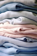 Stack of clothes on the table. Shallow depth of field.