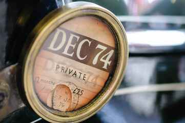 Road fund licence from 1974 on a classic vehicle