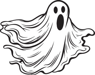 Vintage ghost, Halloween scary ghost monsters Vector Illustration, SVG