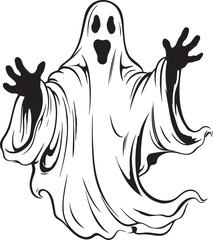 Vintage ghost, Halloween scary ghost monsters Vector Illustration, SVG