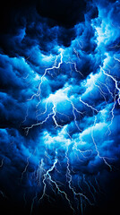 Heavy storm clouds with lightning blue portrait mode background