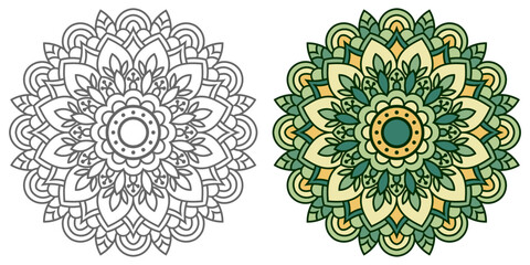 abstract mandala floral ornament,colourful modern mandala design ,mandala Line Illustration