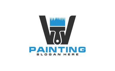Logo W initial with painting