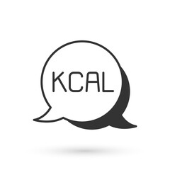 Grey Kcal icon isolated on isolated on white background. Health food. Vector
