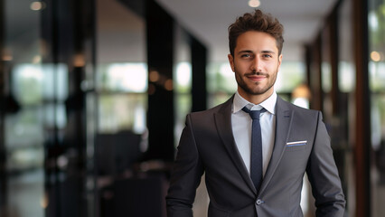 Fototapeta premium Confident Business Elegance-Handsome Businessman Posing with Style
