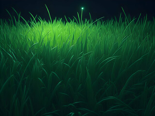 Fototapeta na wymiar A tranquil, moonlit meadow of soft green grass 