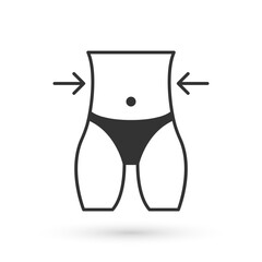 Grey Women waist icon isolated on white background. Vector