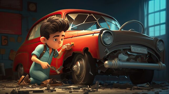 Mechanic with specialized knowledge in power steering systems takes charge of repairing the car's power steering system. Generated by AI.