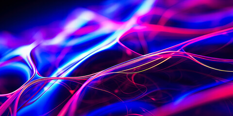 Abstract organic fractal lines with purple and blue, soft focus background with copy space for presentation