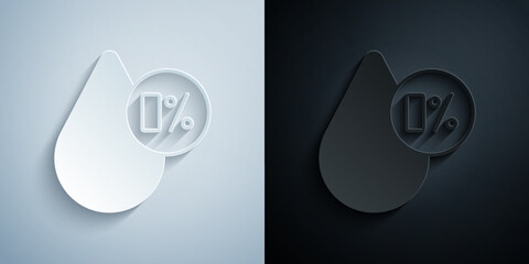 Paper cut Water balance icon isolated on isolated on grey and black background. Paper art style. Vector