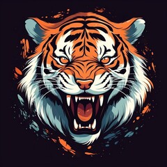 Roaring tiger head vector illustration generative ai