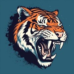 Roaring tiger head vector illustration generative ai