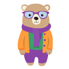 bear character in flat style on white background vector