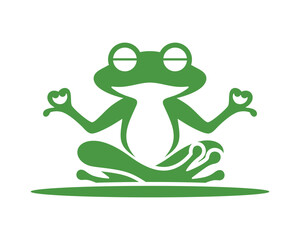 Zen Frog Character Mascot yoga logo vector, Yoga, meditation logo, zen symbol, yoga studio icon concept. Meditating frog logo Vector