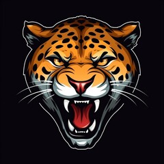 Jaguar head mascot esport logo vector illustration with isolated background generative ai