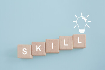 For up skilling and personal development concept. Skill training, education, learning, ability,...