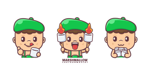 marshmallow cartoon mascot. suitable for, logo brand, stickers, icons.
