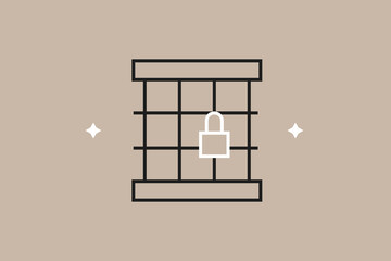 Fototapeta na wymiar Vector jail illustration in flat design style, geometric law and justice icon. 