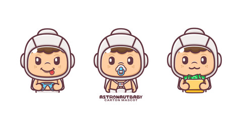 cute astronaut baby cartoon mascot