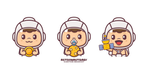 cute astronaut baby cartoon mascot