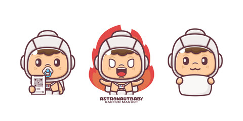 cute astronaut baby cartoon mascot