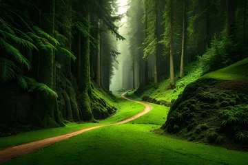 Deurstickers Bosweg path in the forest