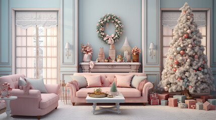 Country Christmas decor, pastel palette