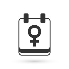 Grey Calendar with 8 March icon isolated on white background. International Happy Women Day. Vector