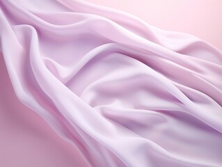 Fototapeta premium Beautiful silk pastel pink violet white cloth floating flying in the air generative ai