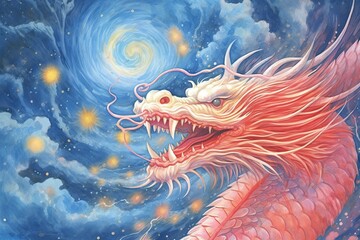 Enchanting Chinese Dragon Festival: Fireworks Ignite the Night Sky, generative AI