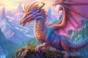Fototapeta na wymiar Enchanting Dragon Drawings: Mystical Guardians Roaming Ancient Lands with Powerful, Gleaming Scales, generative AI
