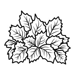 coloring page.Autumn foliage coloring book, black and white linear illustration